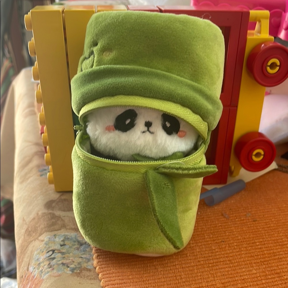 Hawaii Bamboo Tube Hideaway Panda Keychain Plush